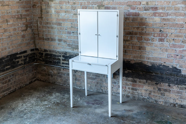 Slim Mid-Century Drexel Vanity Cabinet in White Lacquer