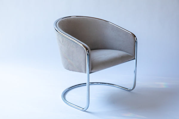 Thonet club tub chair in gray ultra suede