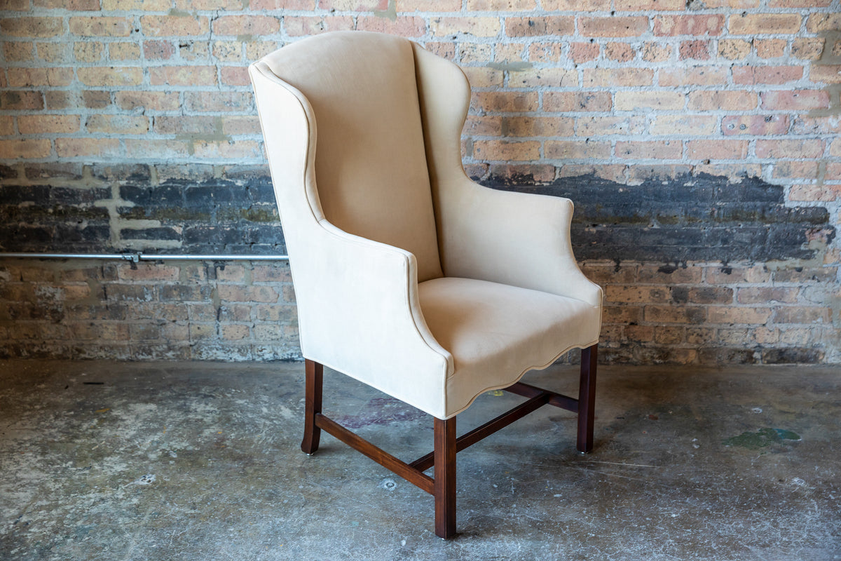 Pair of Reupholstered Mid-Century Slim Wingback Chairs, chicago, IL