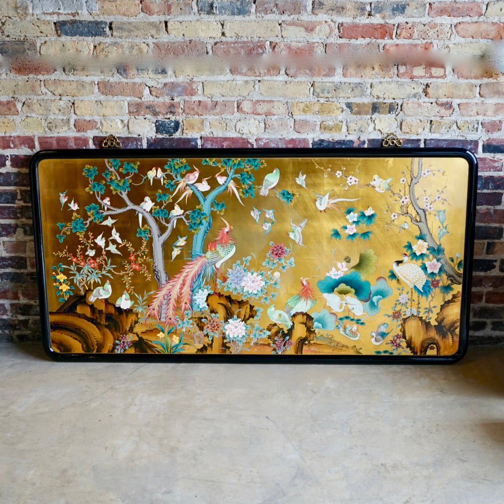 Asian Lacquer and Gold Leaf Painting on Wood – Studio Sonja Milan