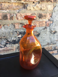 Mid-Century Orange Blenko Decanter