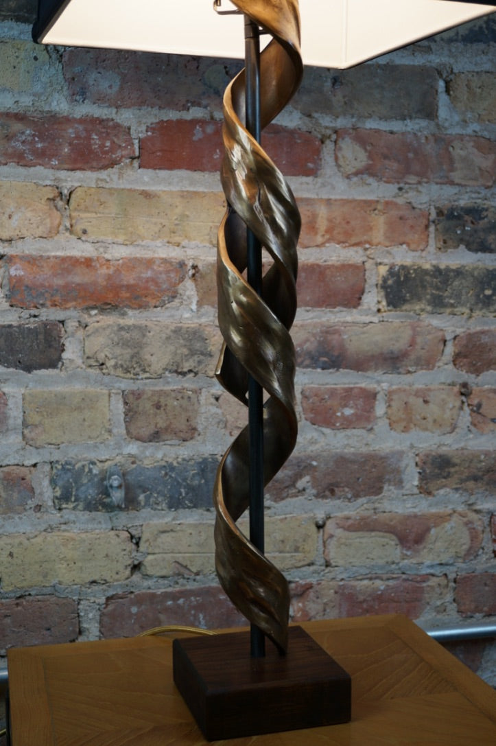 Sculptural Bronze Lamp "Nested Helix" A