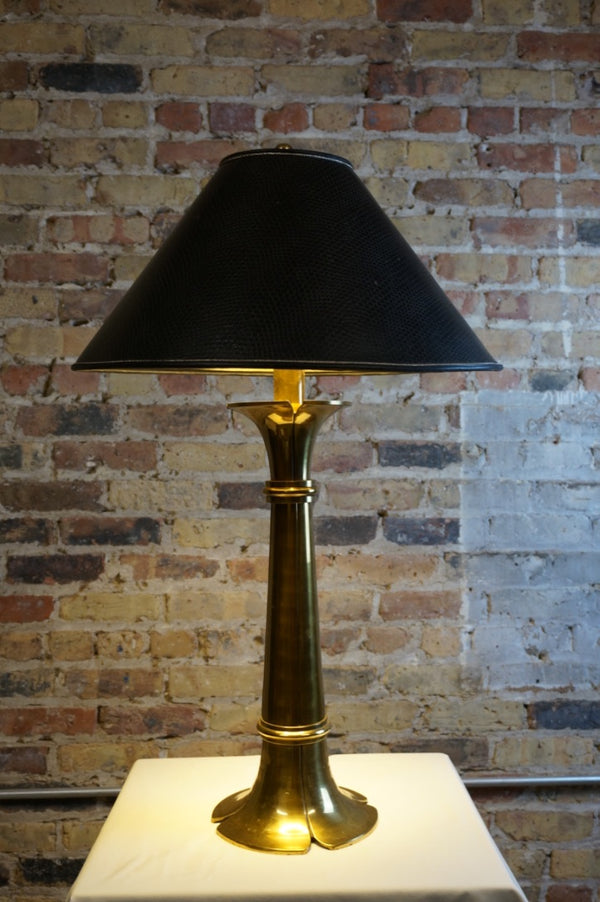 Mid-century Brass Lamp with Tulip Base