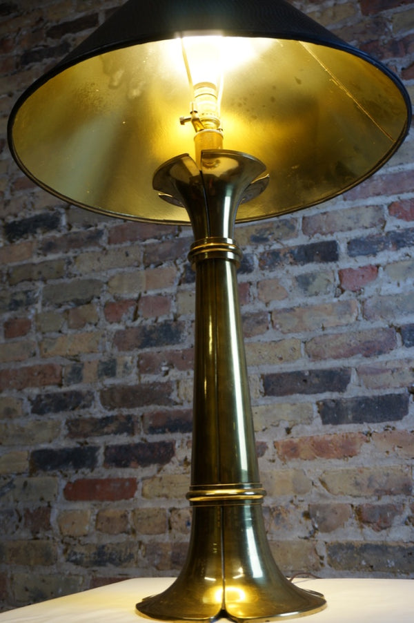 Mid-century Brass Lamp with Tulip Base