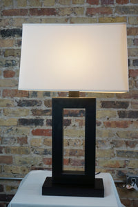 Geometric Metal Lamp with Bronze Finish and Ivory Shade