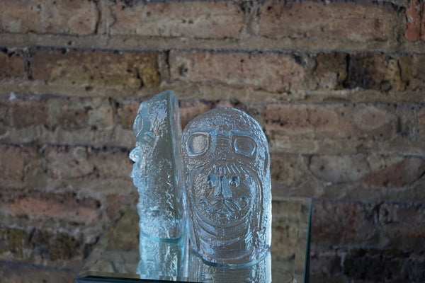 Pair of Mid Century Blenko Ice Floe Aviator Bookend