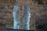 Pair of Mid Century Blenko Ice Floe Aviator Bookend