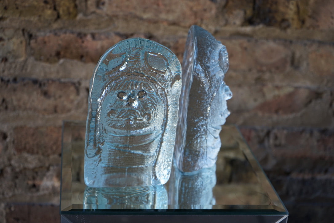 Pair of Mid Century Blenko Ice Floe Aviator Bookend