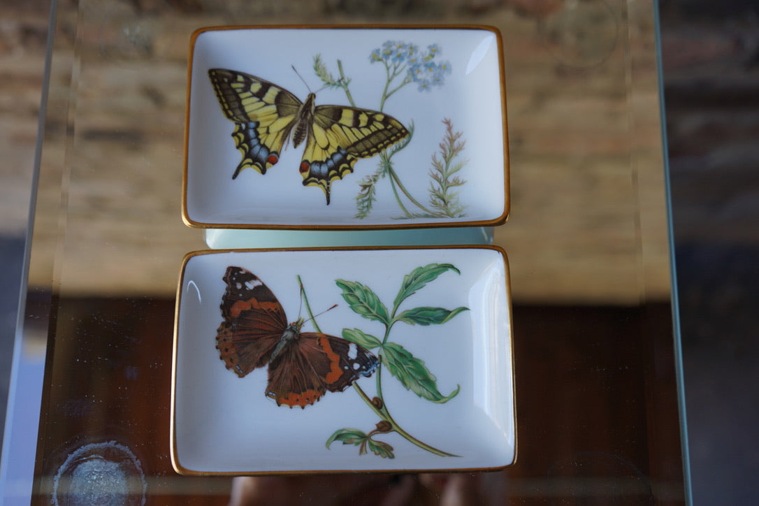 Limoge Butterfly Trinket Trays - a pair