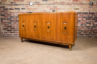 Widdicomb midcentury dresser of sideboard.  Beautiful wood grain and lovely brass hardware.