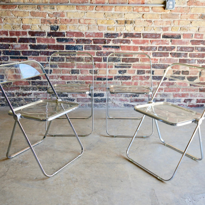 "Plia" clear acrylic folding chairs by Giancarlo Piretti for Castelli - ON HOLD