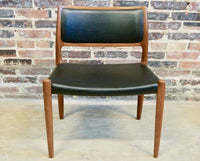 Niels O Moller Teak and black leather dining chairs.