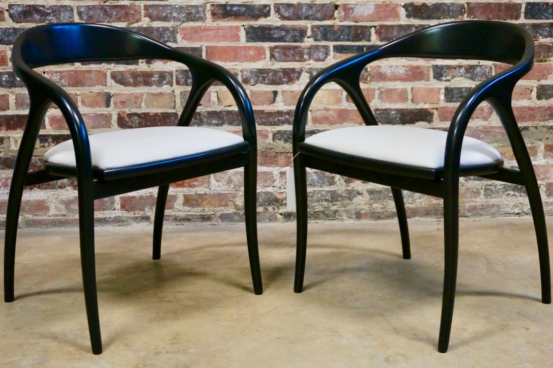 Pair of Black Lacquer Italian Side Chairs