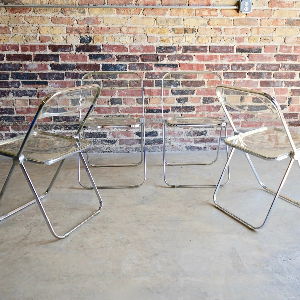 "Plia" clear acrylic folding chairs by Giancarlo Piretti for Castelli - ON HOLD
