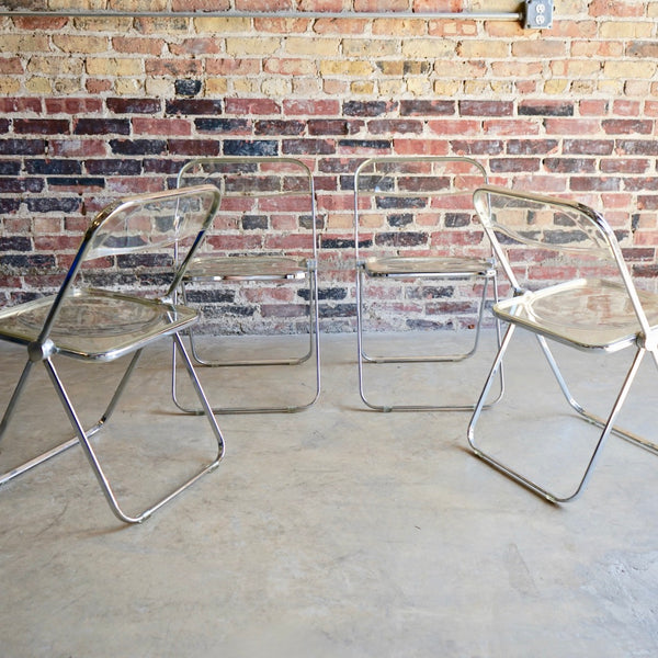 "Plia" clear acrylic folding chairs by Giancarlo Piretti for Castelli - ON HOLD