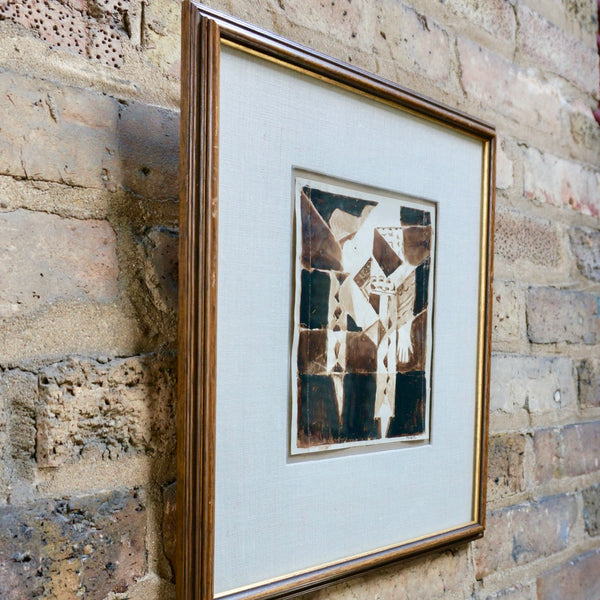 Mid-Century Painting Framed Harlequin