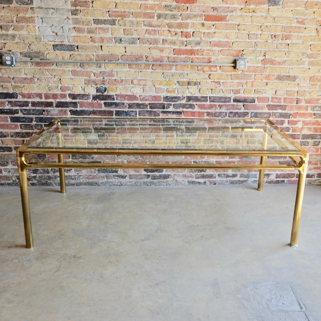 Mastercraft Brass and Glass Dining Table Chicago