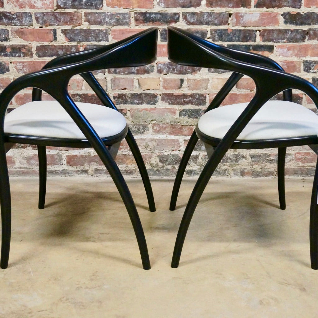 Pair of Black Lacquer Italian Side Chairs