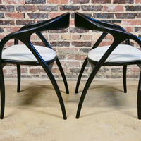 Pair of Black Lacquer Italian Side Chairs