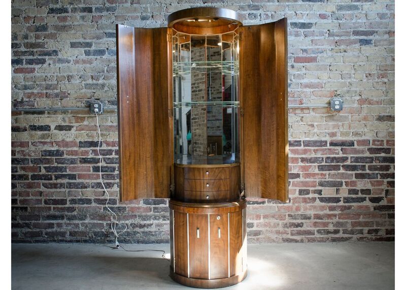 Tall Round Mid Century Bar Cabinet by Weiman