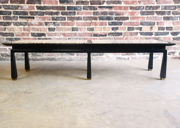 Black Lacquer and Terrazzo Bench