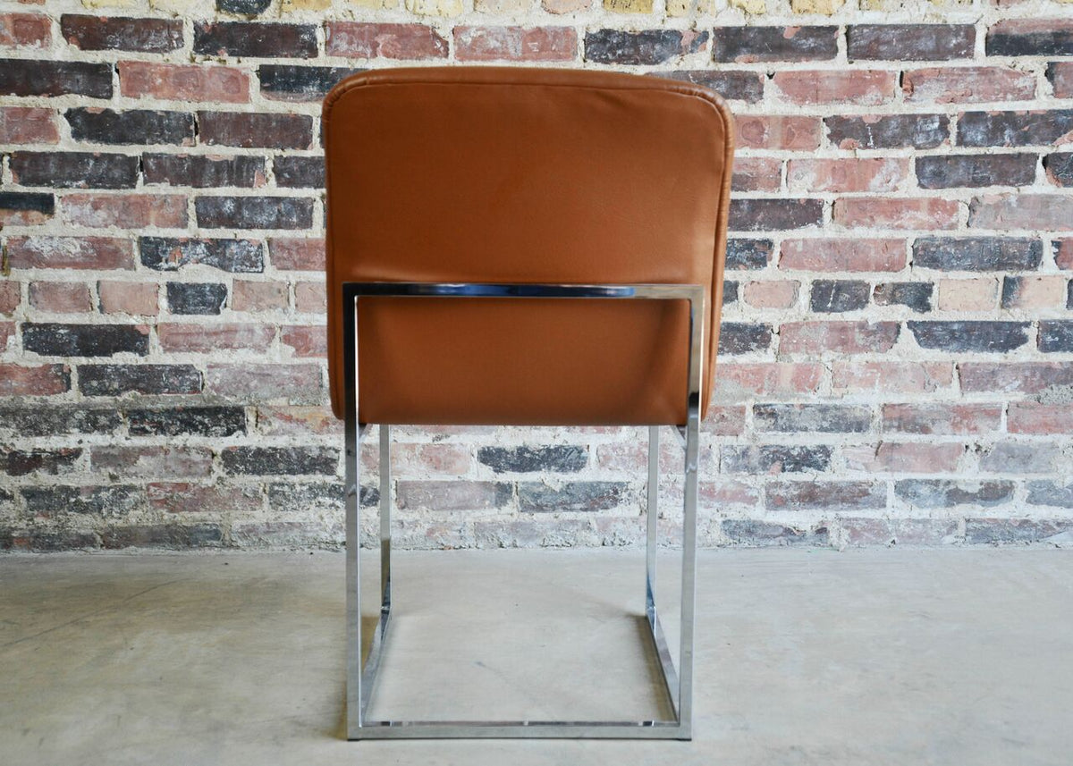 Milo Baughman Leather and Chrome Side Chair