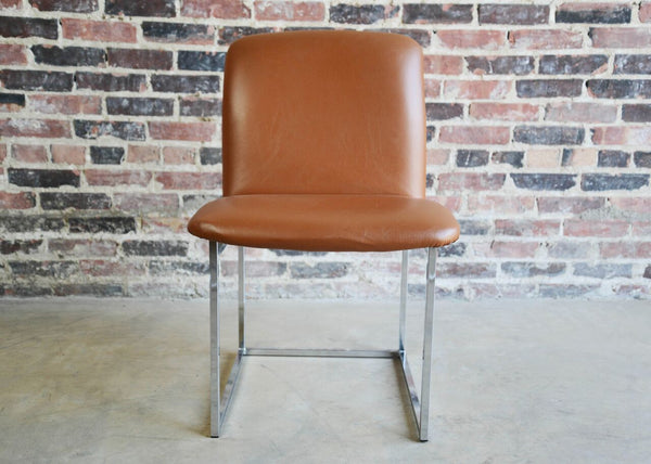 Milo Baughman Leather and Chrome Side Chair