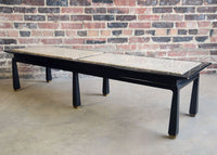 Black Lacquer and Terrazzo Bench