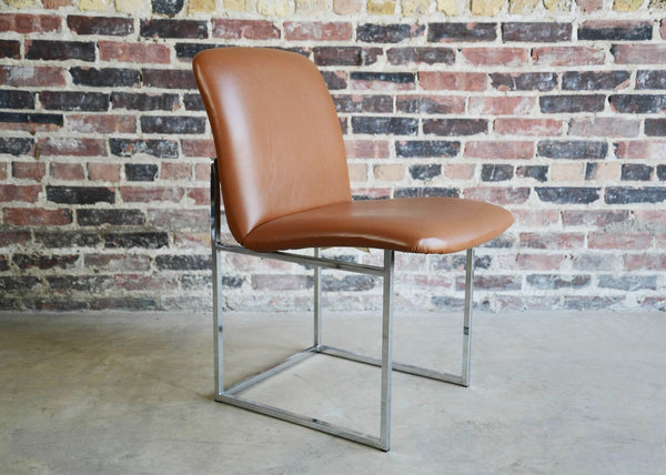 Milo Baughman Leather and Chrome Side Chair