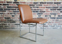 Milo Baughman Leather and Chrome Side Chair